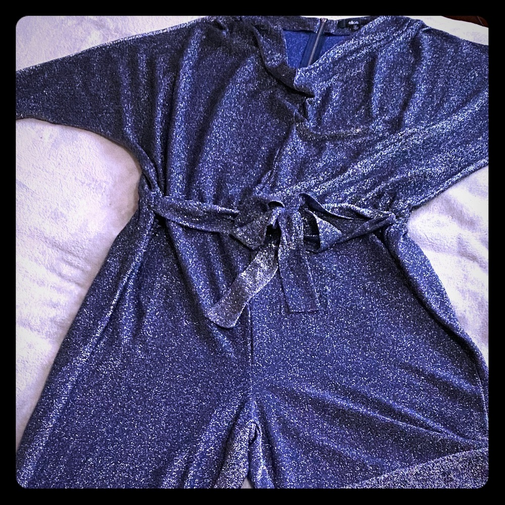 Jumpsuit navy blue with silver glitter